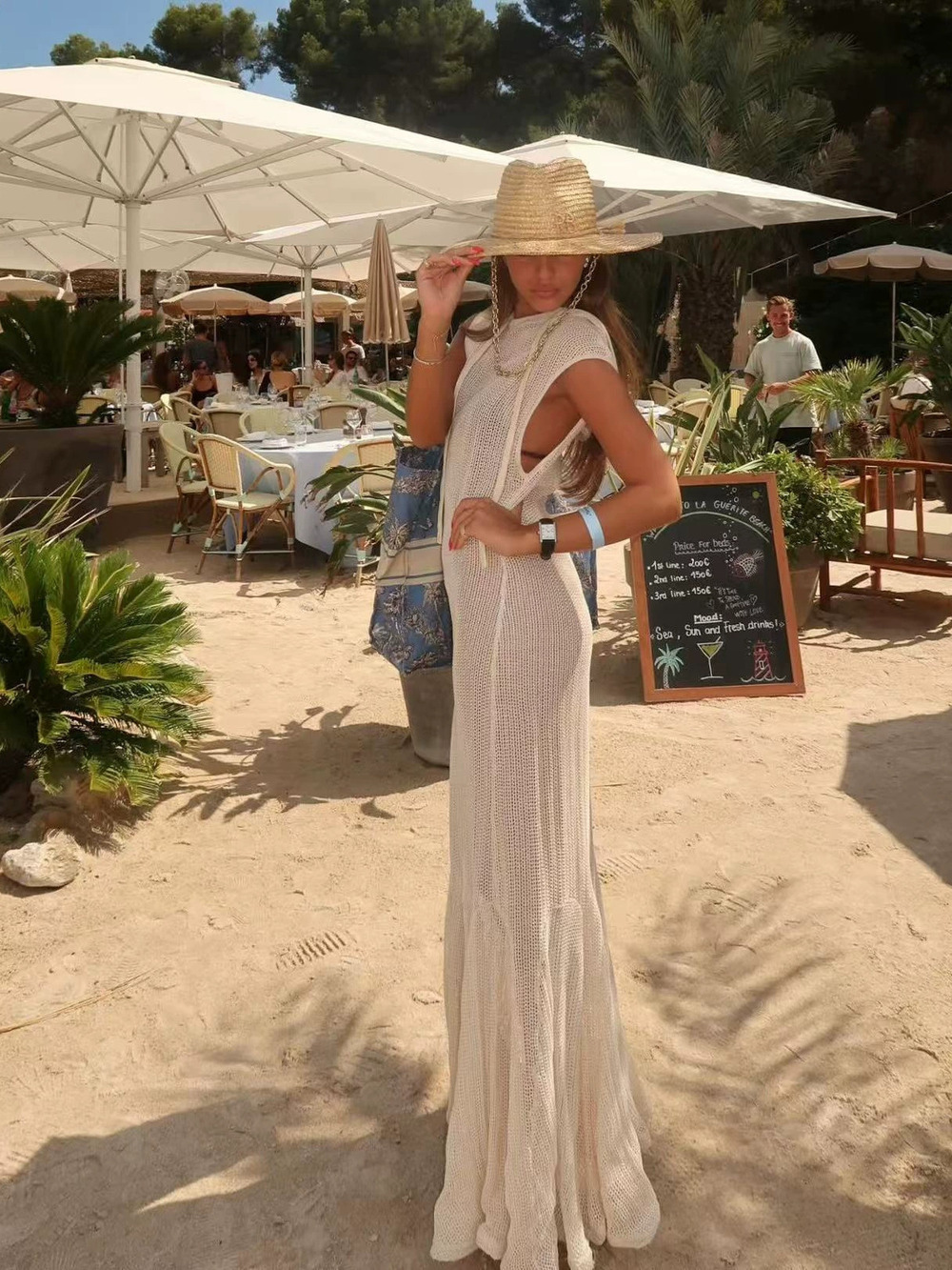ZARA Sexy Knit Cutout Beach Cover Up Dress Summer Long Bodycon Vacation Dress